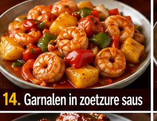 Garnalen in zoetzure saus