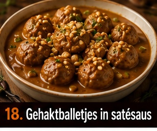 Gehaktballetjes in satésaus