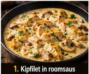 Kipfilet in roomsaus