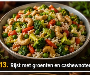 Rijst met groenten en cashewnoten