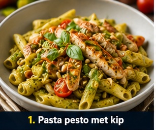 Pasta pesto met kip