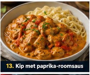 Kip met paprika-roomsaus