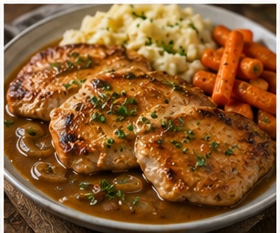 Varkensfiletlapjes in jus