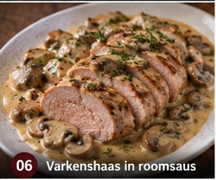 Varkenshaas in roomsaus