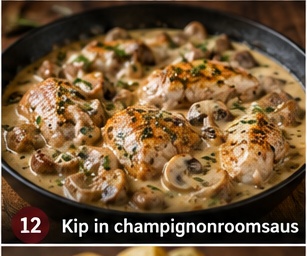 Kip in champignonroomsaus